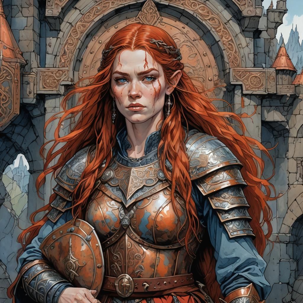 Female Dwarven Weaponsmith Portrait in Fantasy Style