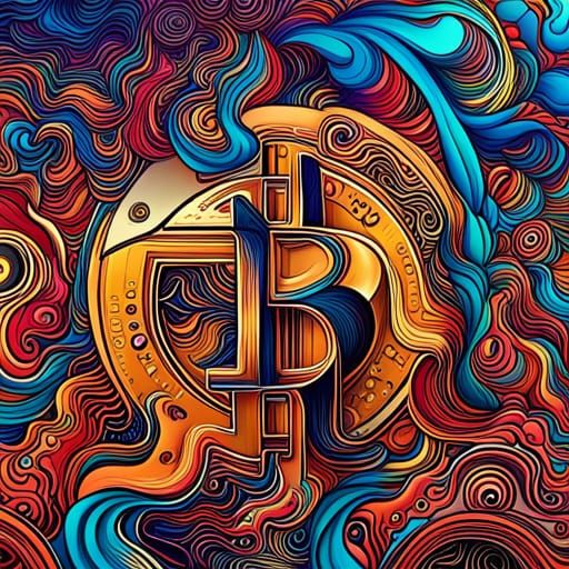 Bitcoin Legend: Abstract Art in Complementary Colors