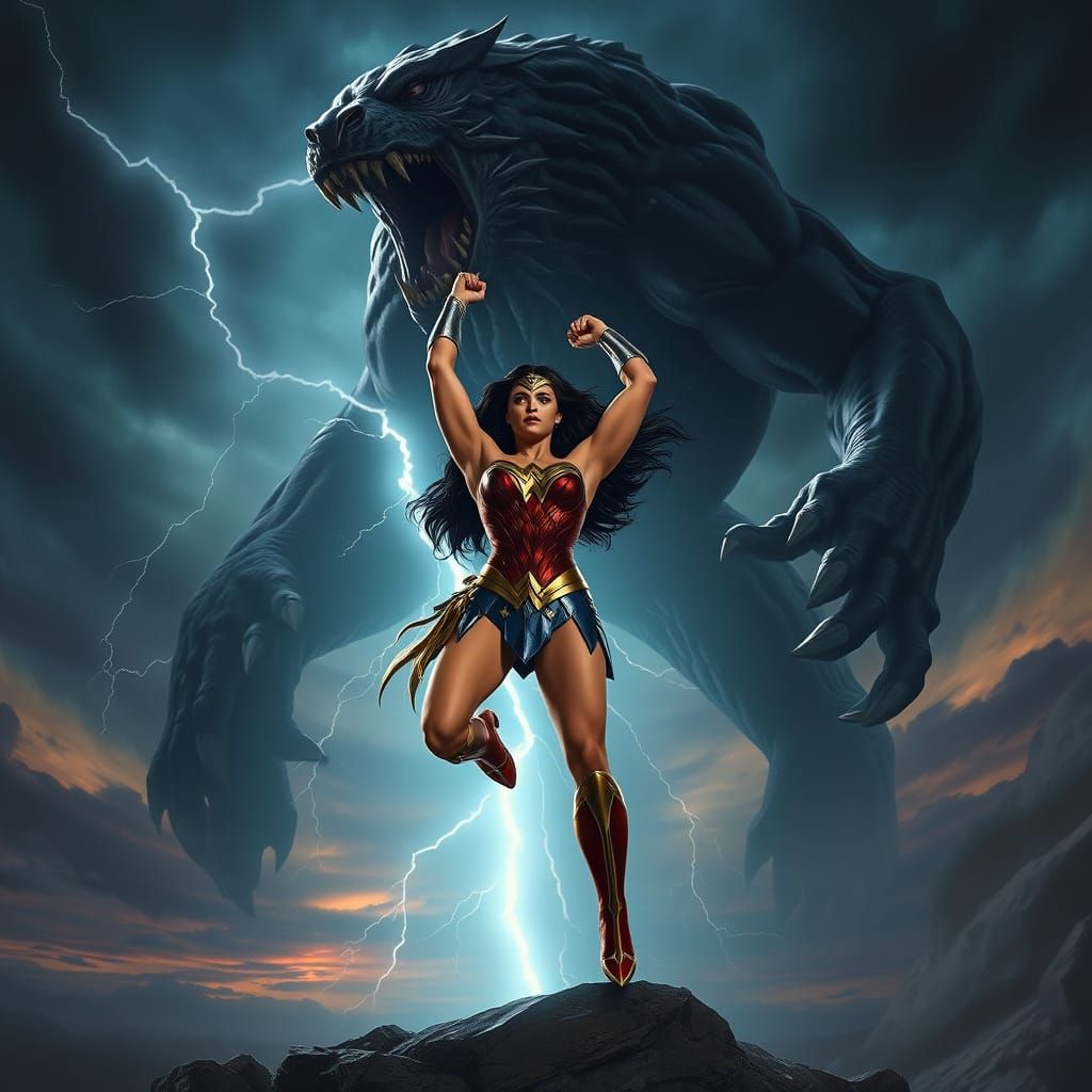 Wonder Woman Levites Colossal Beast with Telekinesis