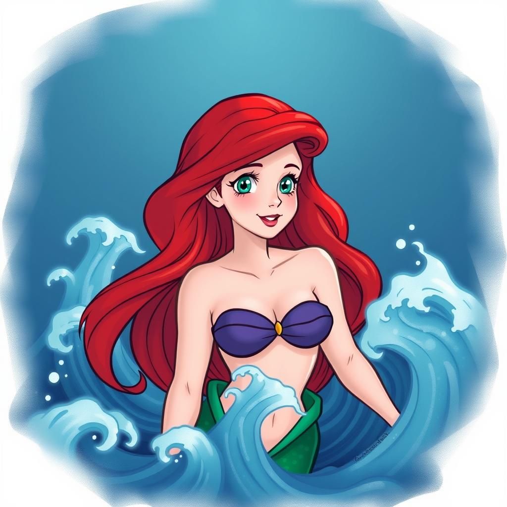 The Little Mermaid Ariel Surrounded by Waves