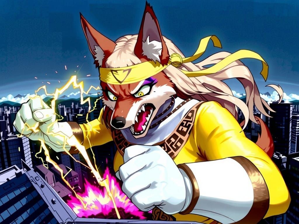 Cyberpunk Goddess Coyote Unleashes Destruction