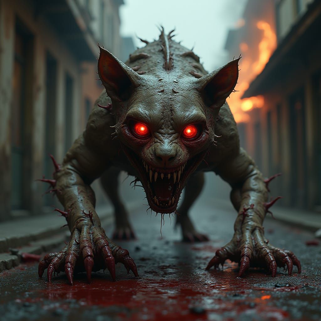 Cyberpunk Horror Feline Crawls Through Blood-Soaked Streets
