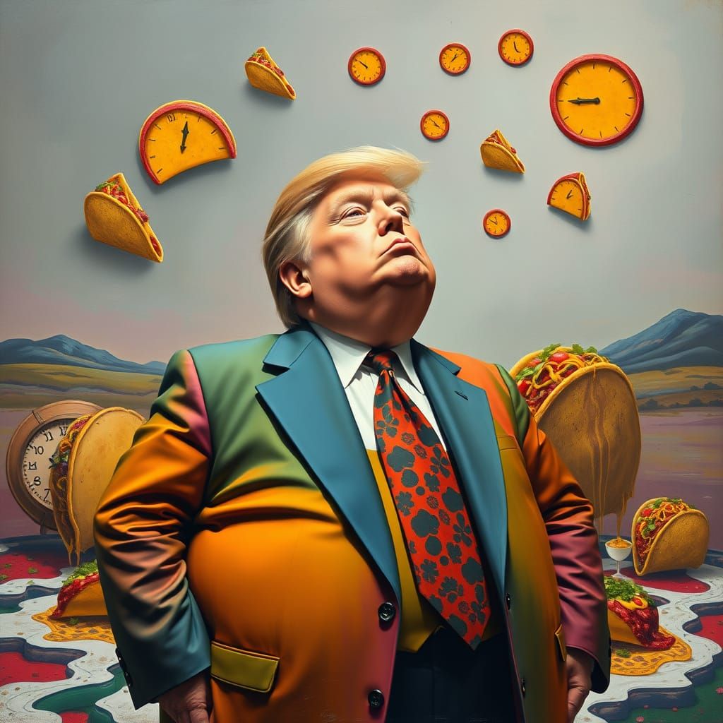Surreal Trump Dreamscape: Tacos in Dali Style