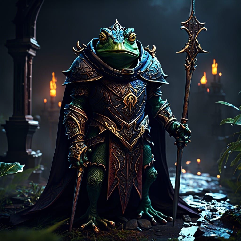 Evil Frog Knight in Detailed Matte Painting Style