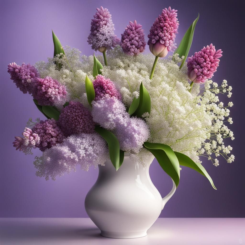 Hyperrealistic Floral Arrangement in Splash Art Style