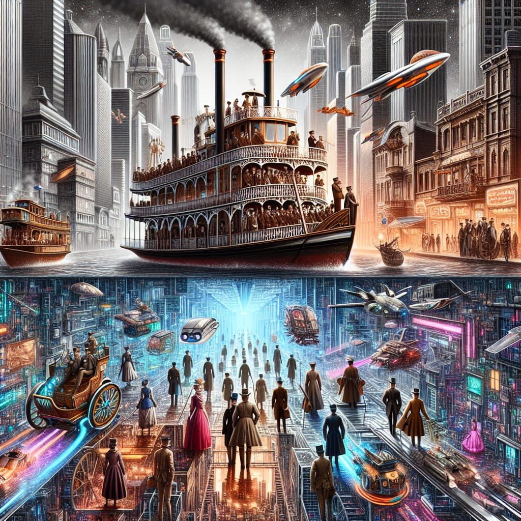 Steamboat Punk Meets Future City: Parallel Universes