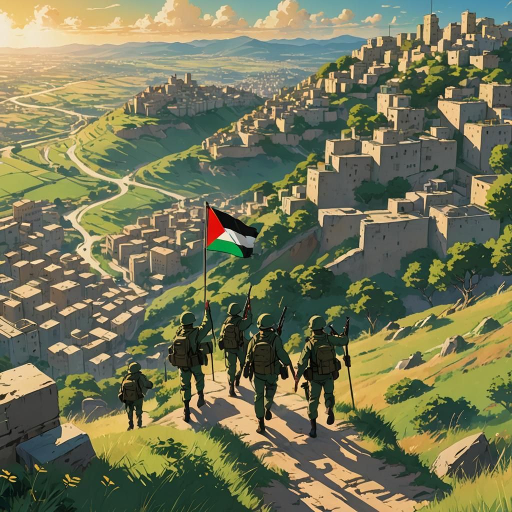 Palestinian Soldiers Raise Flag in Anime Key Visual