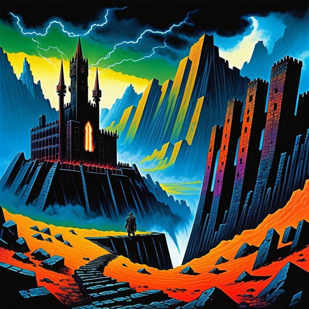 Epic Dark Fantasy Cityscape with Lightning