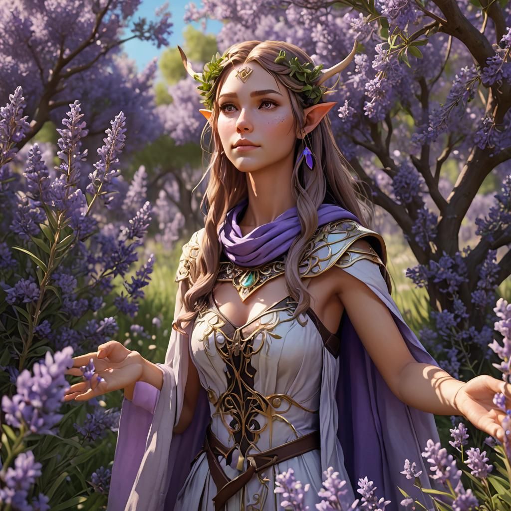 Elf Druid Goddess in Anime Style