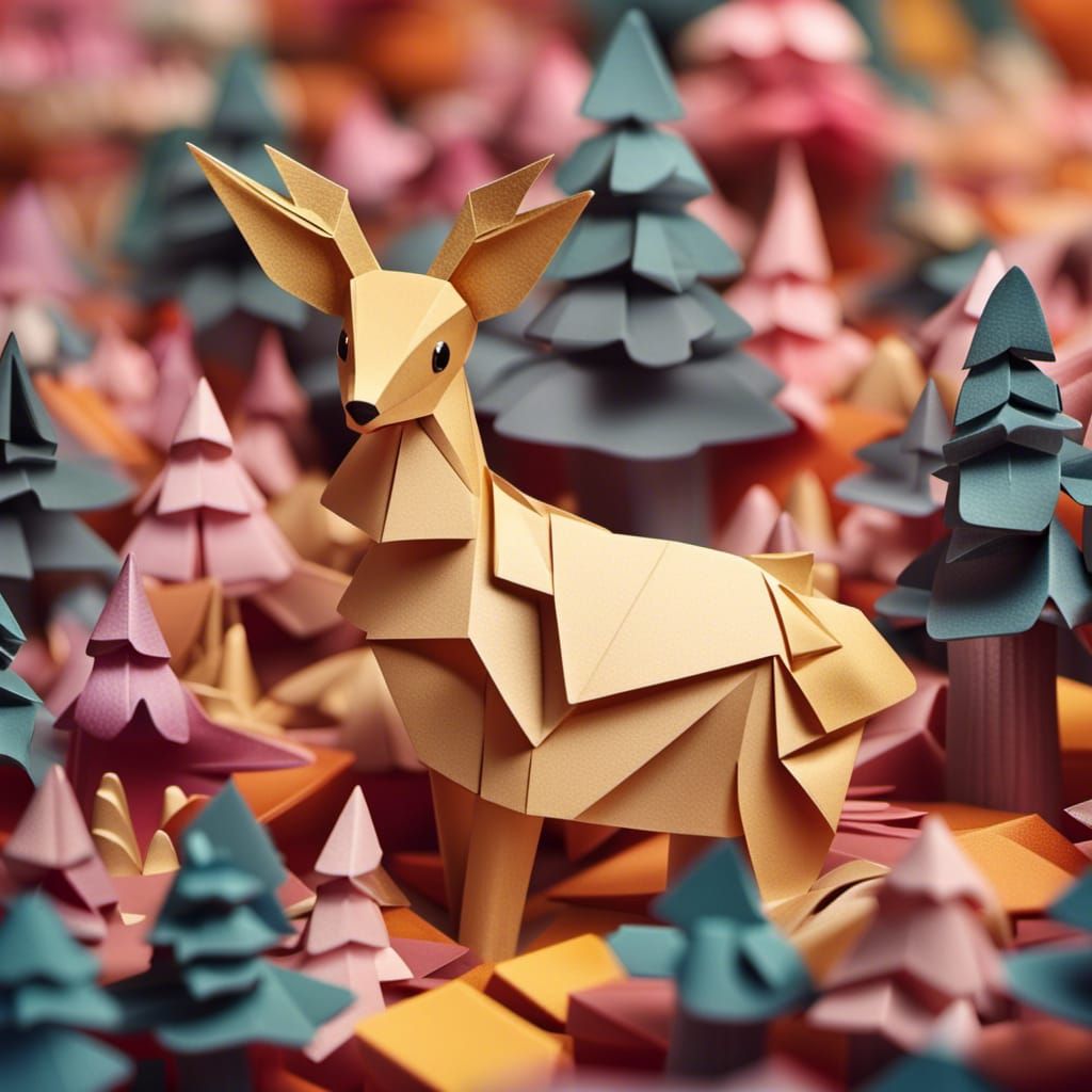 Origami Buck Walks Through a Paper Wonderland