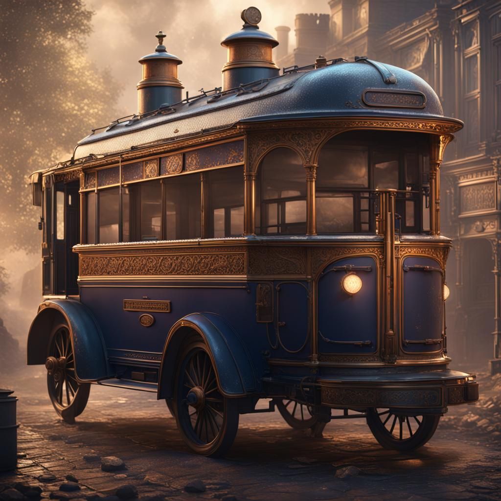 Victorian Oven Bus in Detailed Matte Painting Style