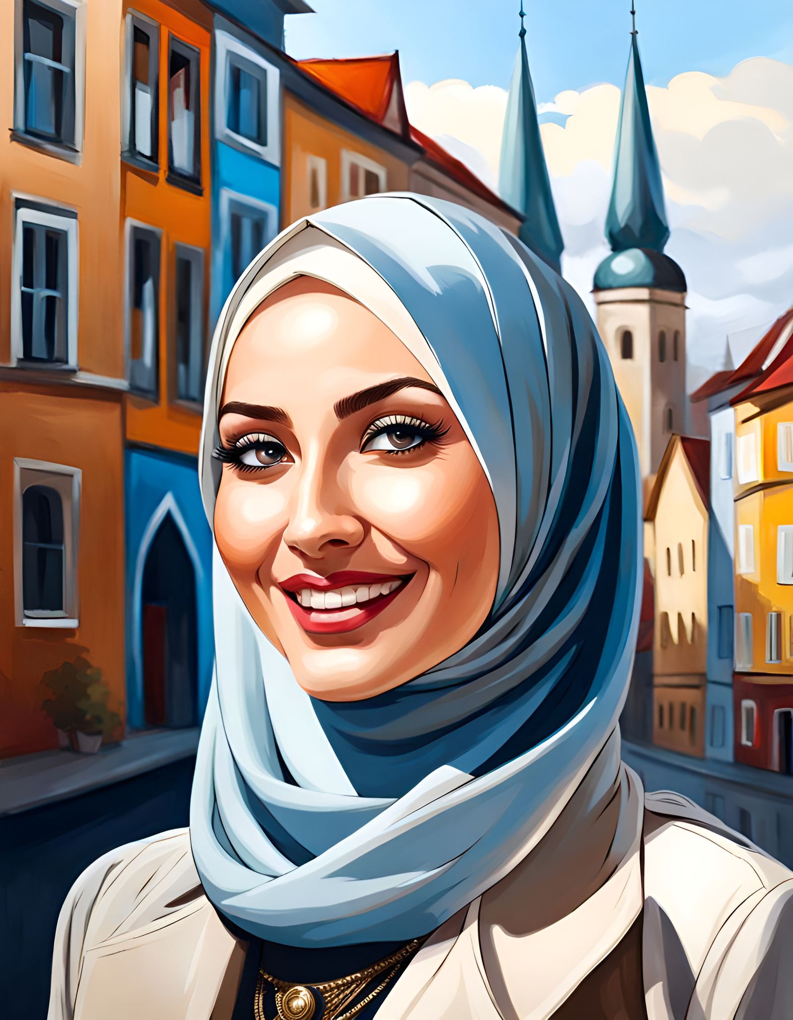 Elegant Hijabi Woman Portrait in Modern City