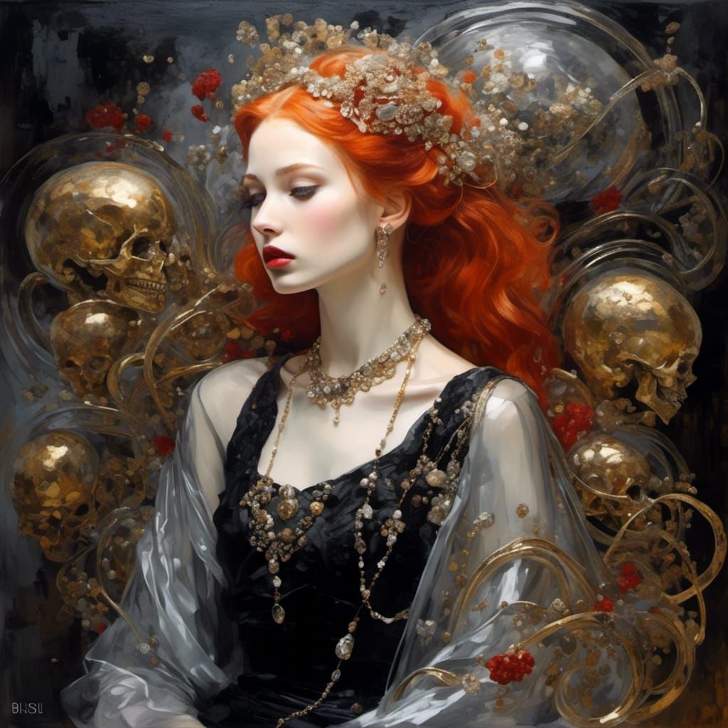 Gothic Oil Painting of Polish Noble Woman