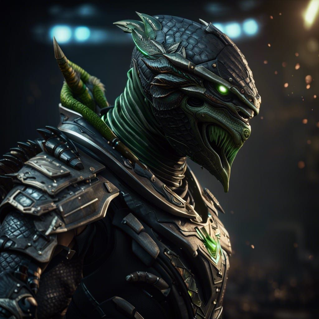 Reptile in Sci-Fi Armor: 3D Game Art