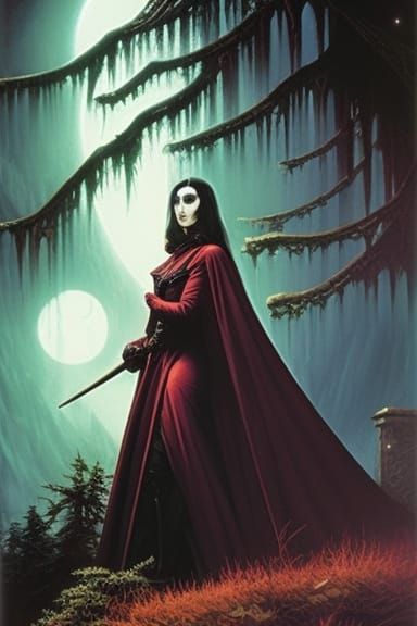 Count Dracula Portrait in Gothic Horror Style