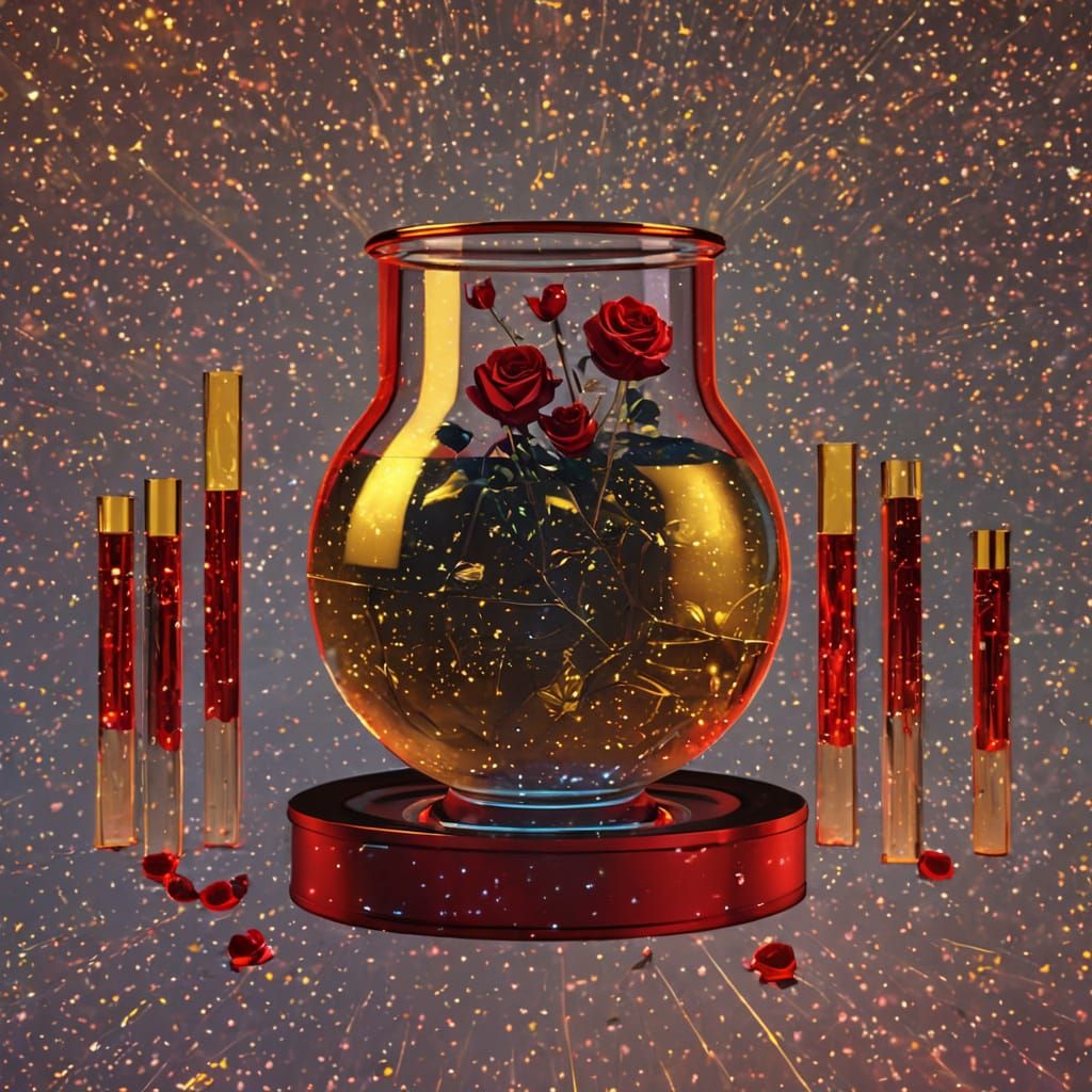 Cosmic Roses in Space: Vibrant Digital Art