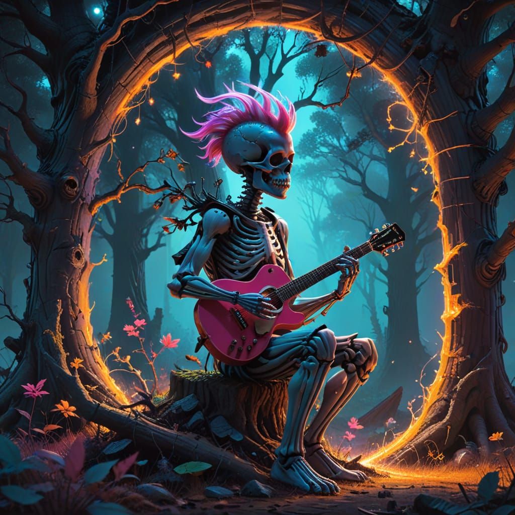 Ethereal Guitarist in a Portal to Another World