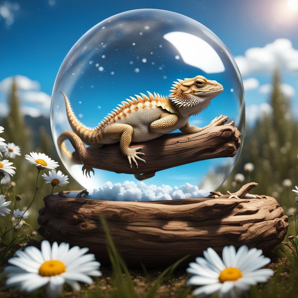 Bearded Dragon in Sunny Snow Globe
