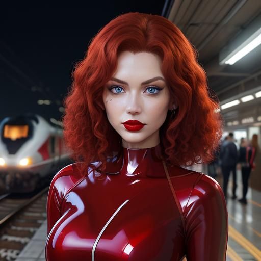 High-Speed Train Approaches Redhead at Night