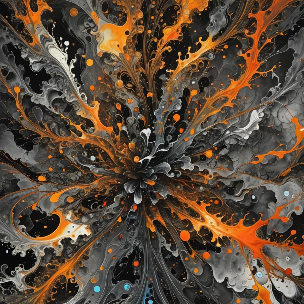 Abstract Molten Metal and Flowing Ink Illustration