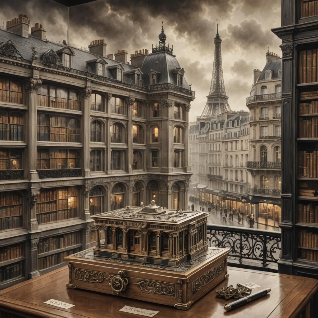 Puzzle Box in Elegant Library Room