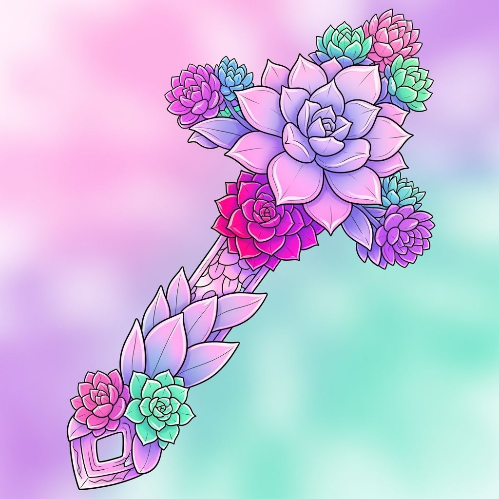 Succulent Keyblade in Colorful Pop Art Style