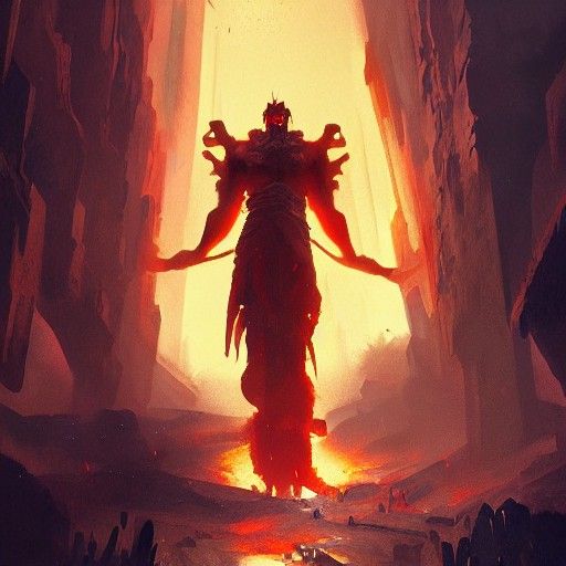 Sinister Fire Giant, Dark Fantasy Art