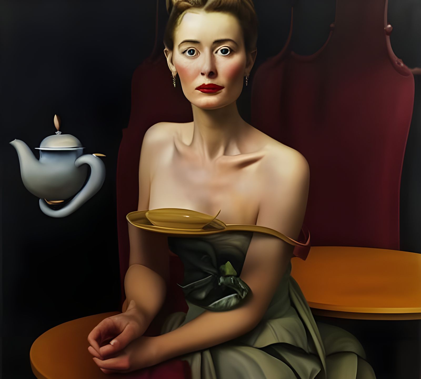 Beautiful Woman Enjoying Tea: Hyperrealistic Portrait