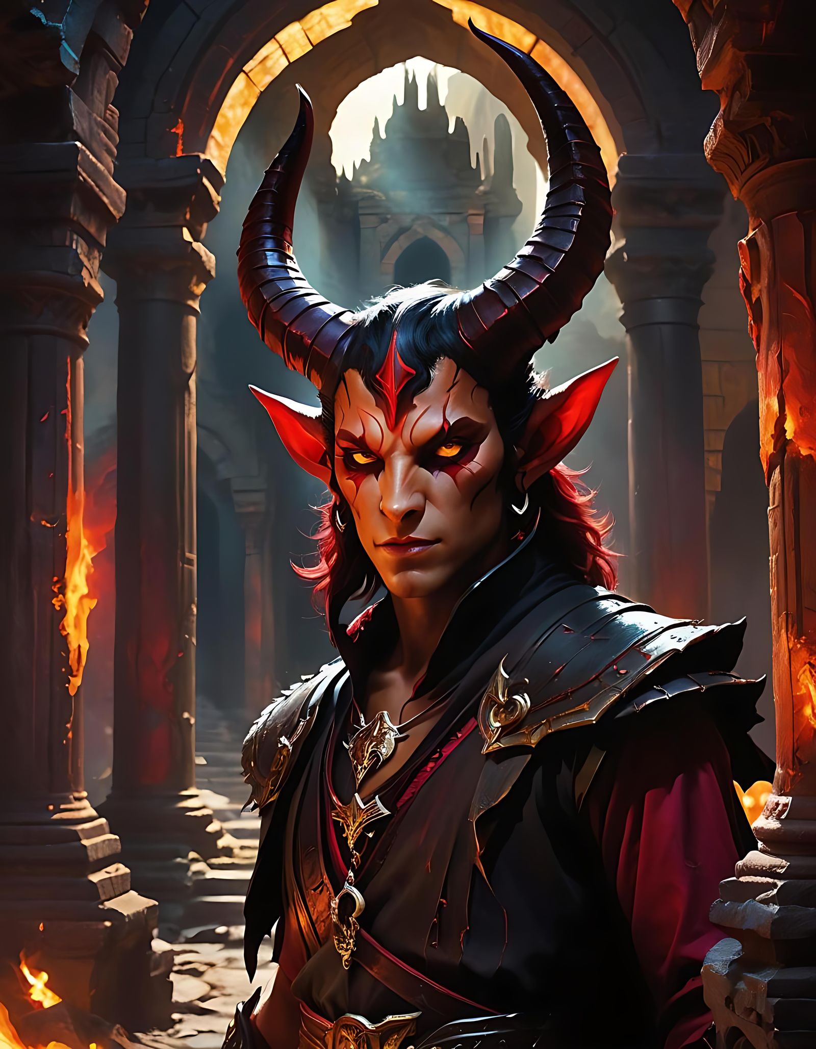 Dramatic Tiefling Character Portrait