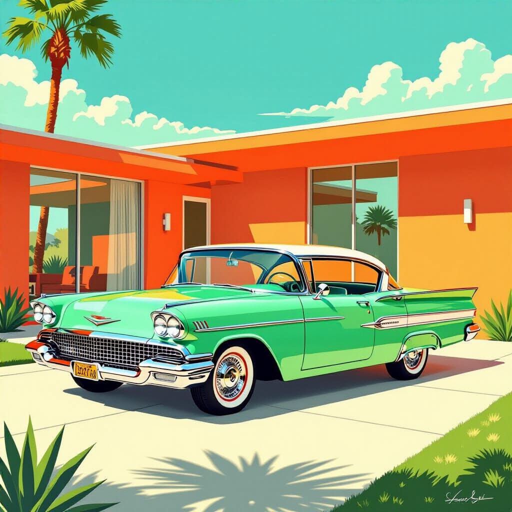 1960s Chevrolet Bel Air Ad Poster in Palm Springs