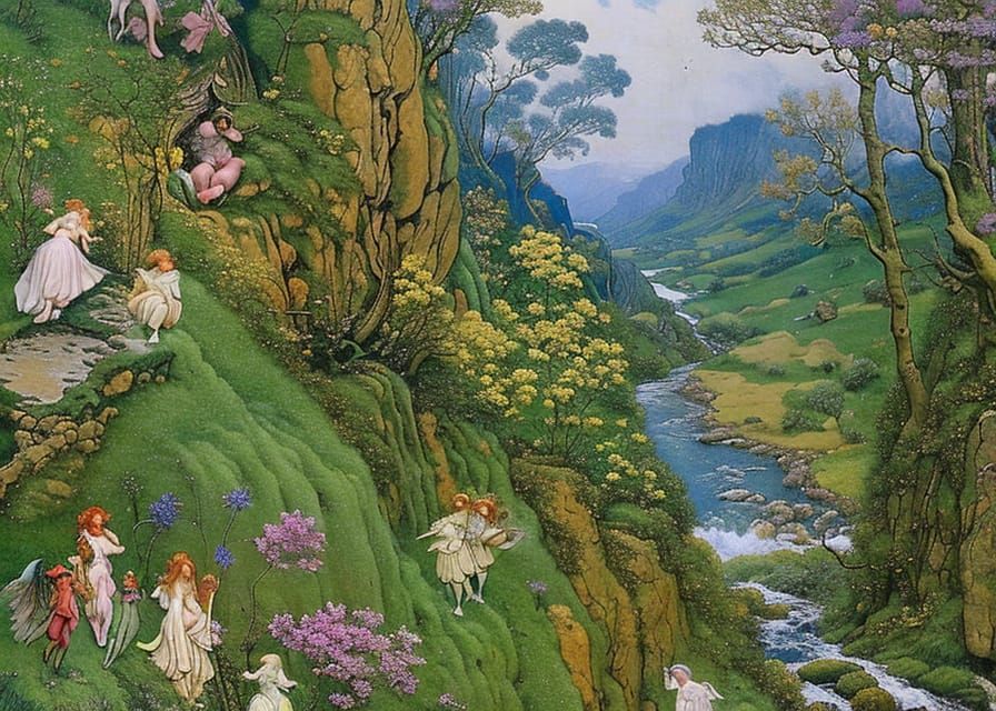 Fairies in Garden Landscape, Photorealistic 8K