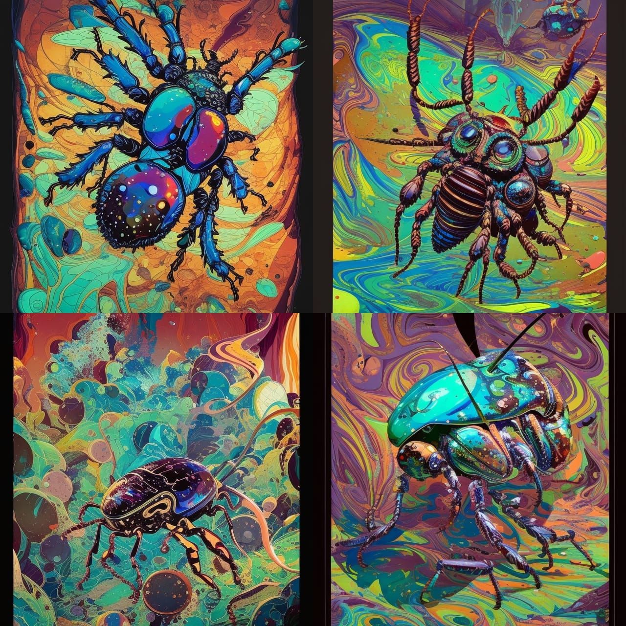 Alien Beetle: Borderlands Style Gouache Illustration