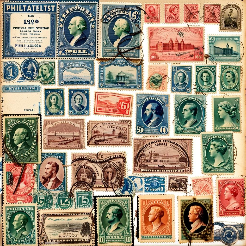 Vintage Stamp Collection Scrapbook Page