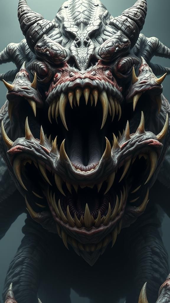 Grotesque Multi-Dimensional Monster with Countless Teeth