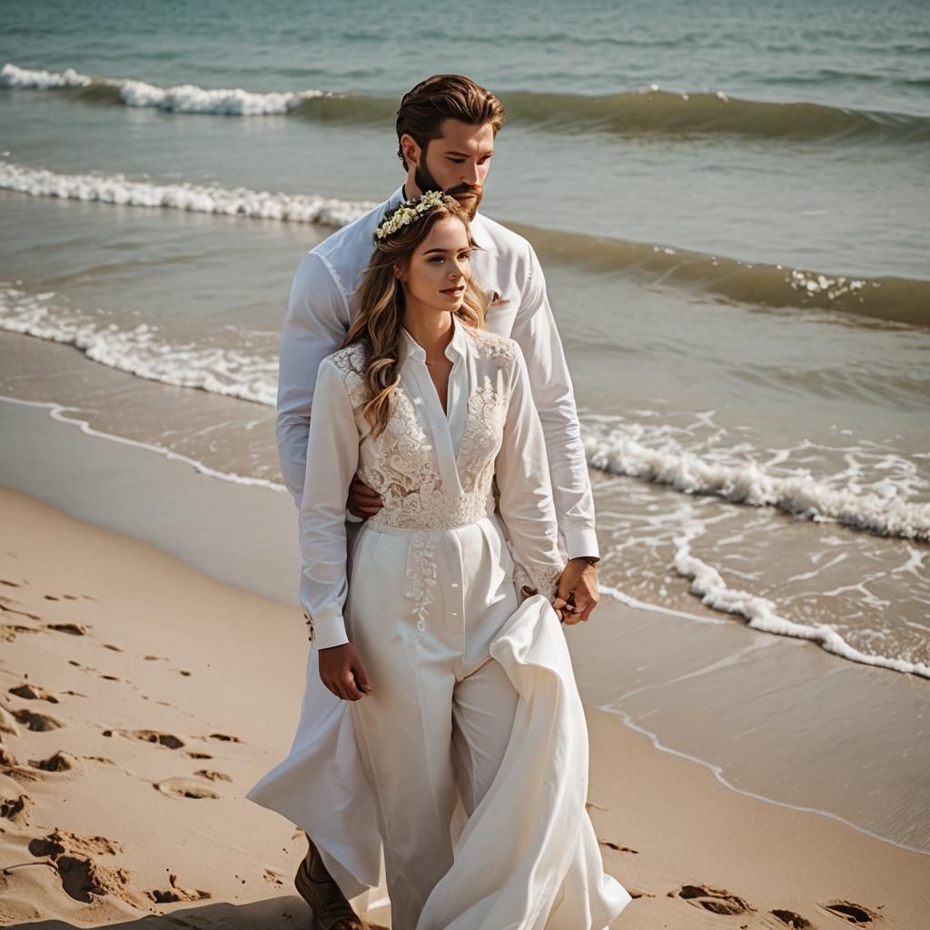 Beach Wedding in Maldives: Hyperrealistic Romantic Scene