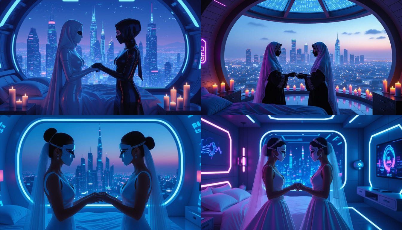 Sci-Fi Wedding in a Cyberpunk Bedroom