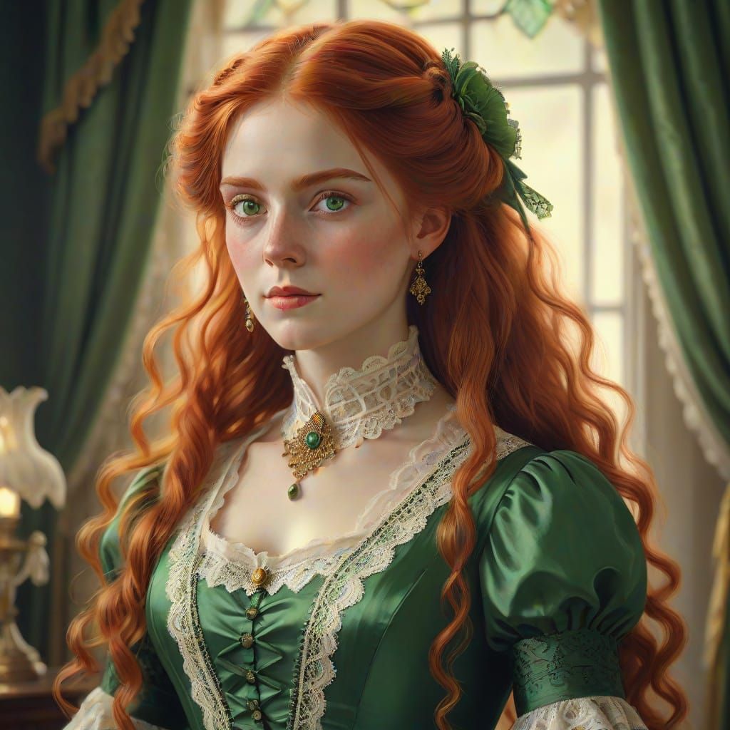 Victorian Woman with Red Hair Digital Art