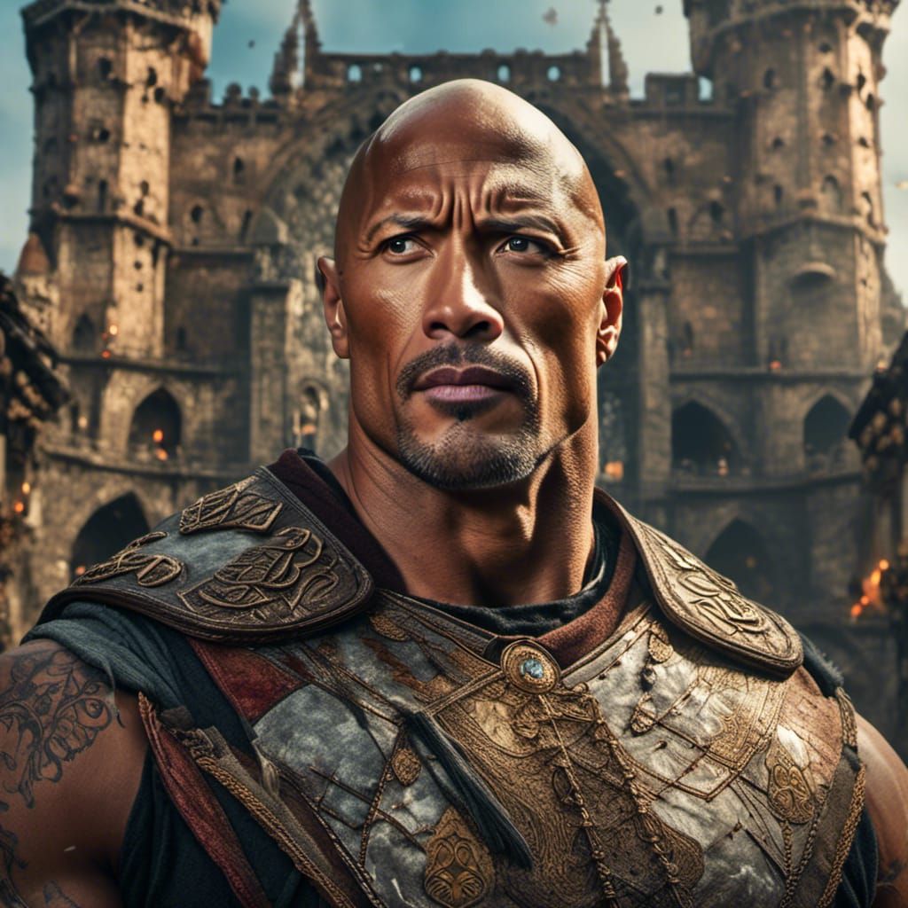 Dwayne Johnson as Medieval Character in Detailed Matte Paint...