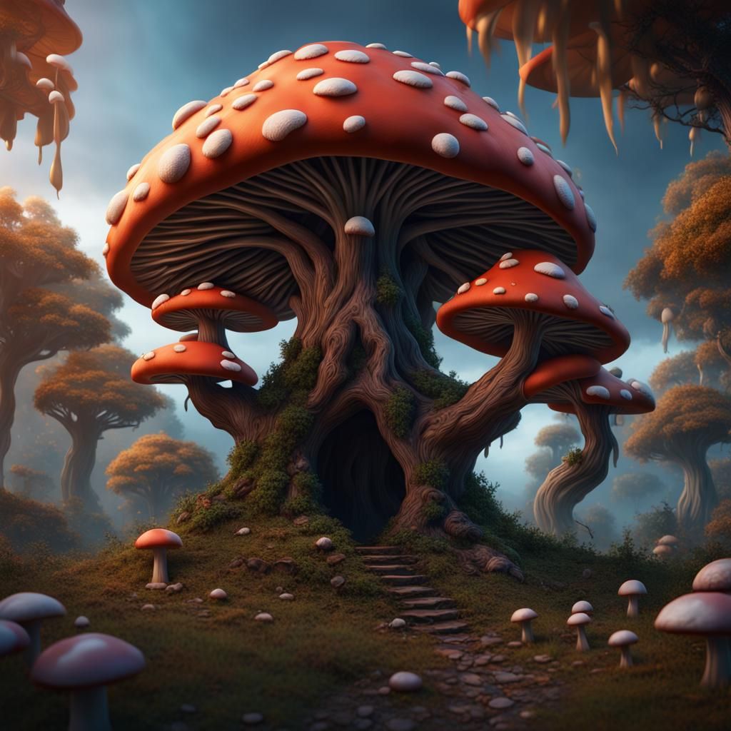 Detailed Mushroom Tree Fantasy Concept Art