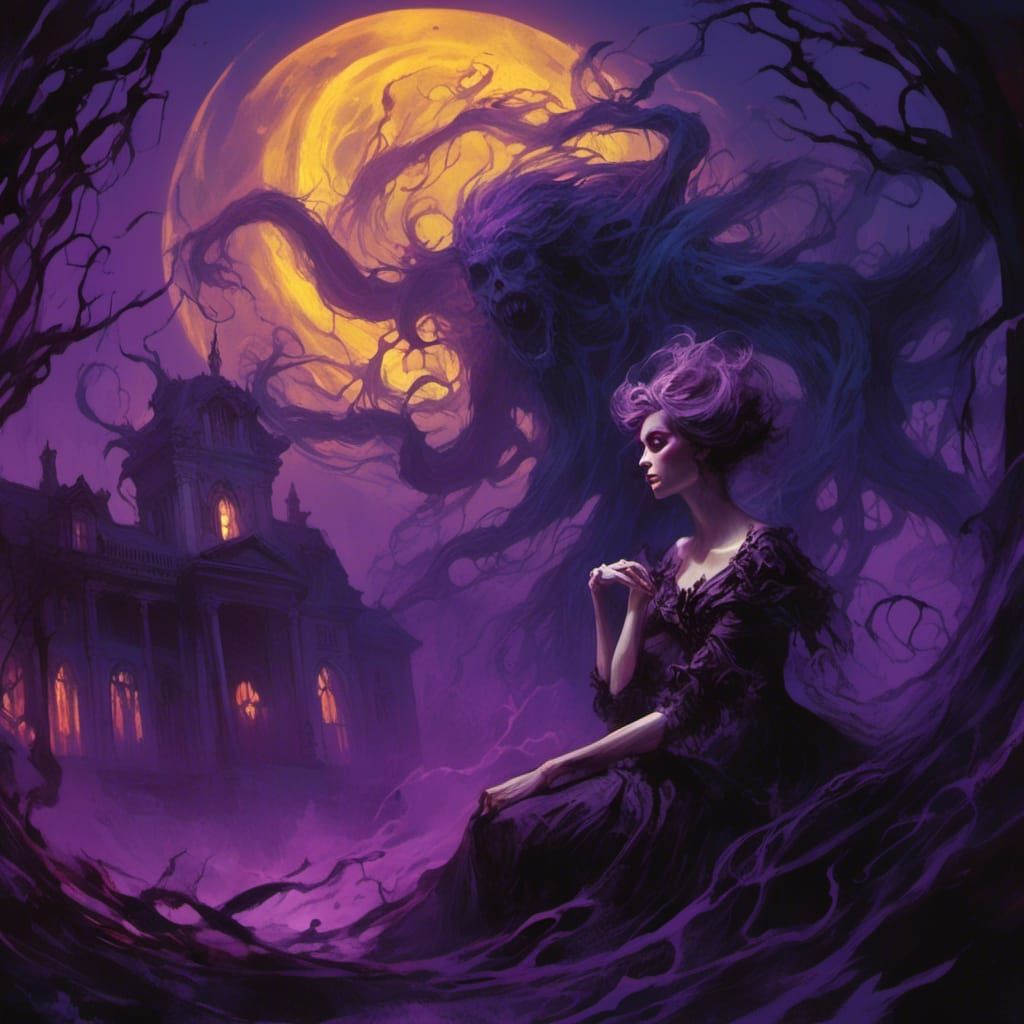 Mysterious Poltergeist Embrace in Dark Fantasy Art