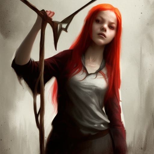 Red-Haired Elf Girl Casting a Spell