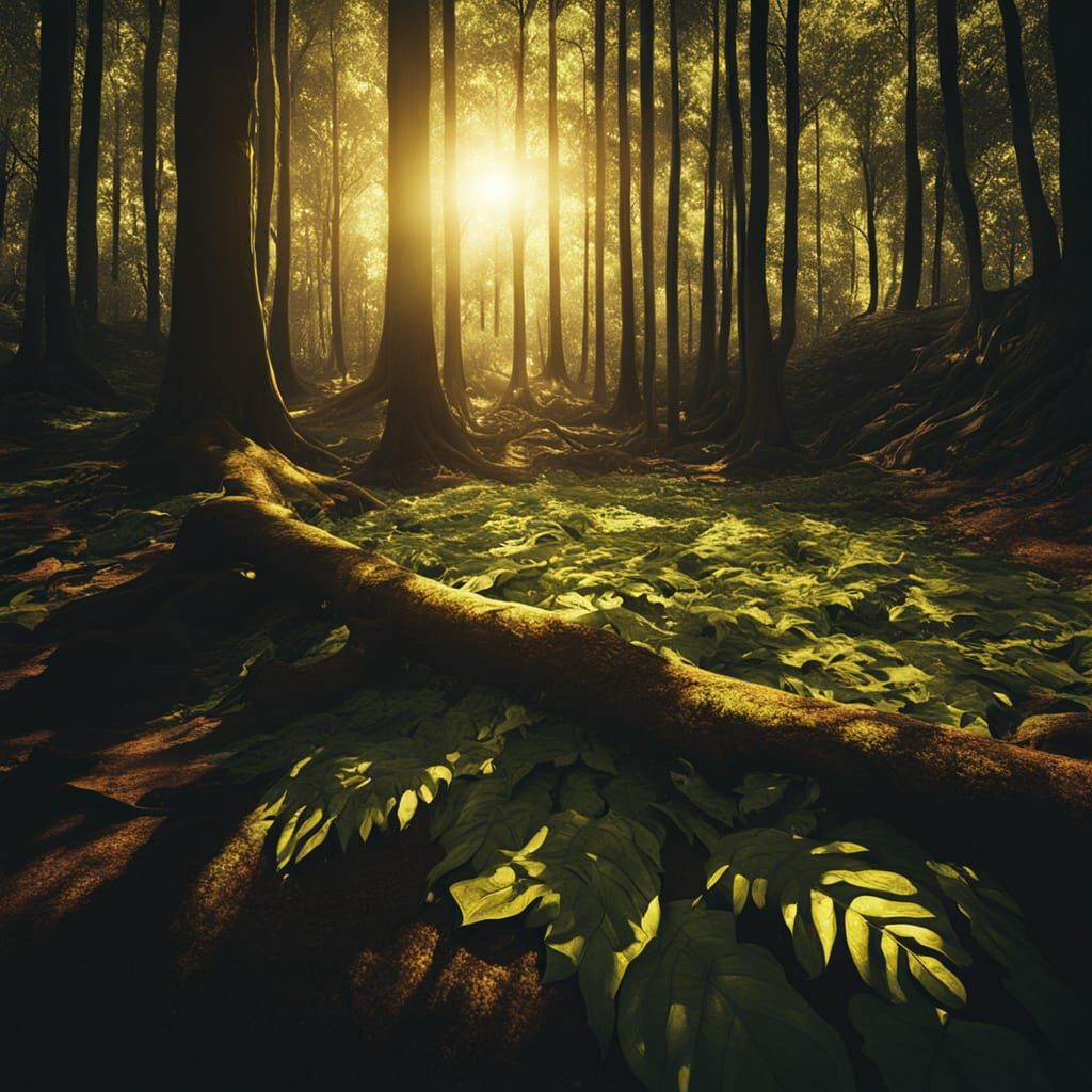 Surreal Forest Sunlight: A Salvador Dali Inspired Vision