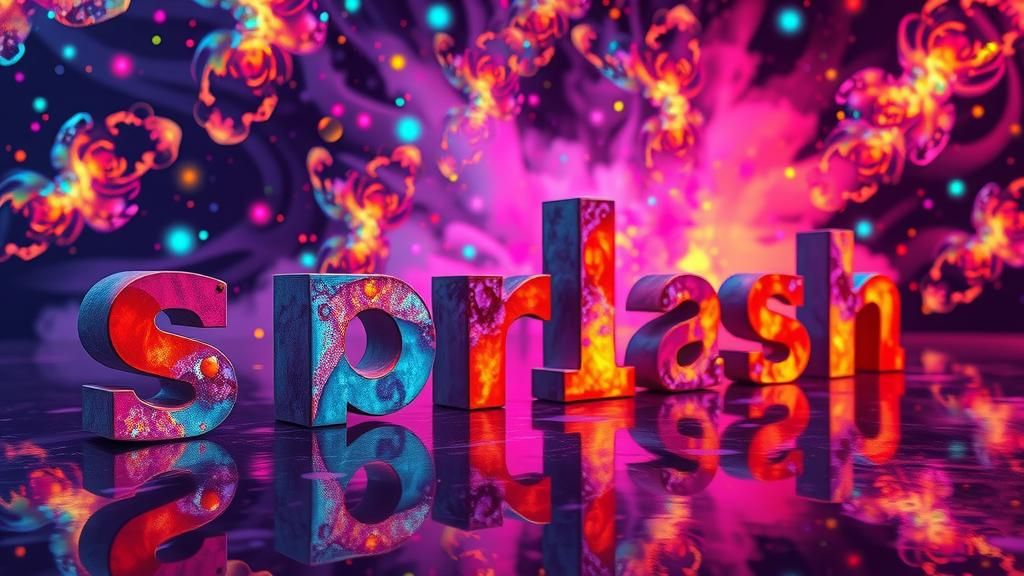 Iridescent Letter Blocks in Abstract Fractal Room