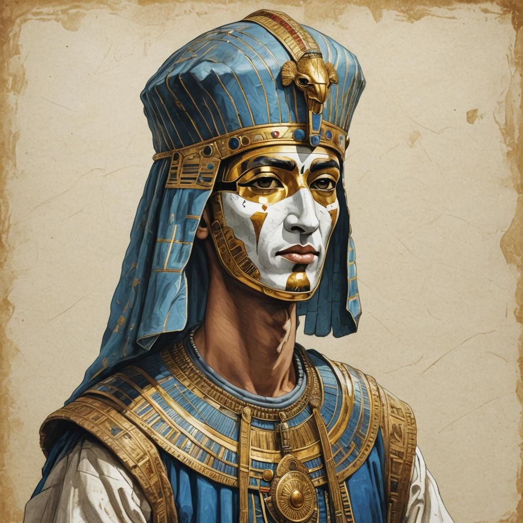 Medieval Peasant with Tutankhamun Mask Portrait