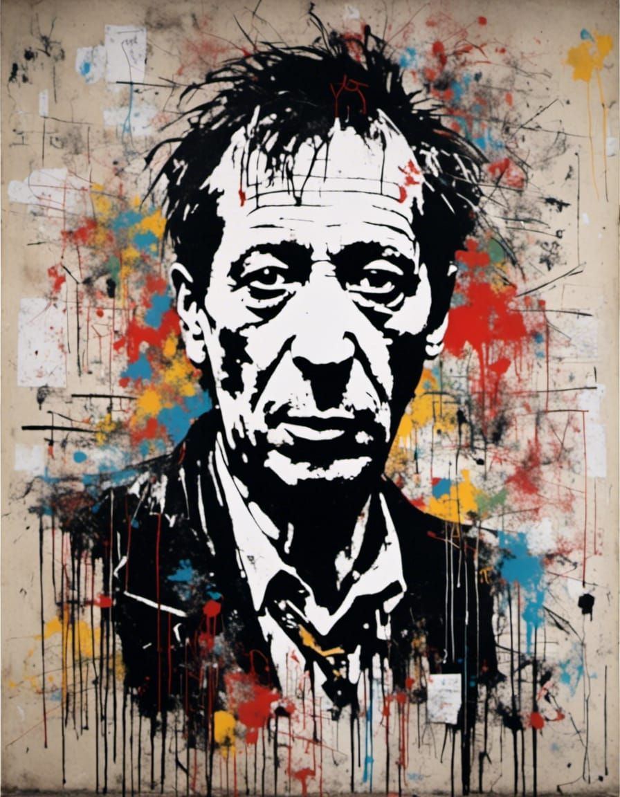 Urban Stencil Portrait in Neo-Expressionist Style