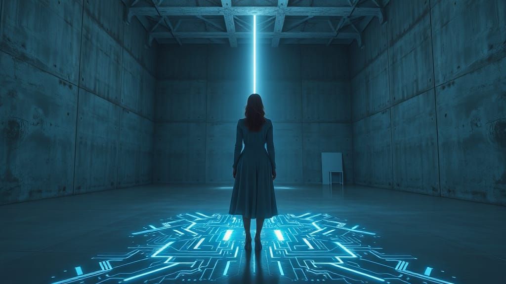 Futuristic Gallery: Woman Bathed in Crystalline Light