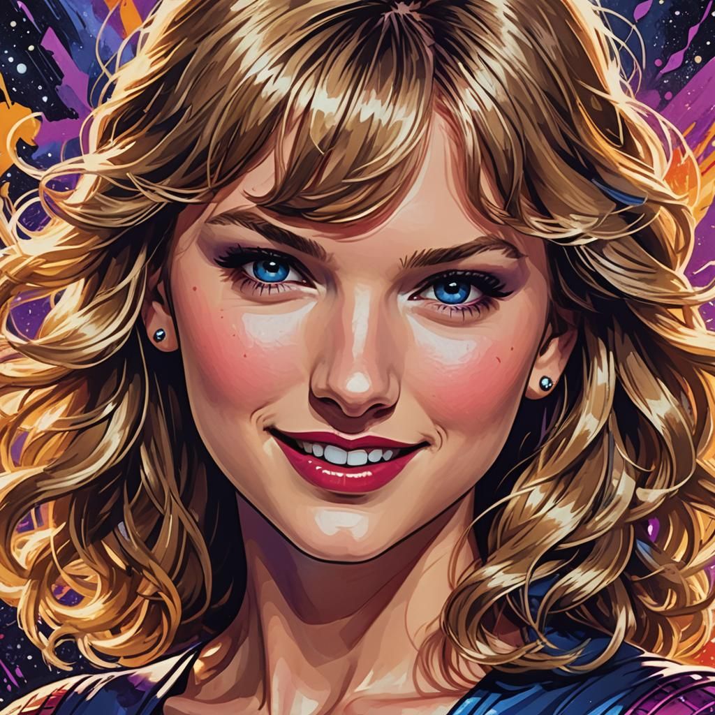 Taylor Swift Portrait in Comic Book Style