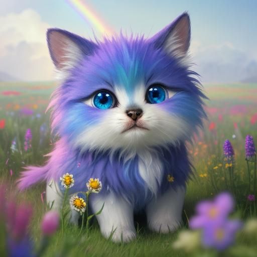 Adorable Fuzzy Creature in Wildflower Field