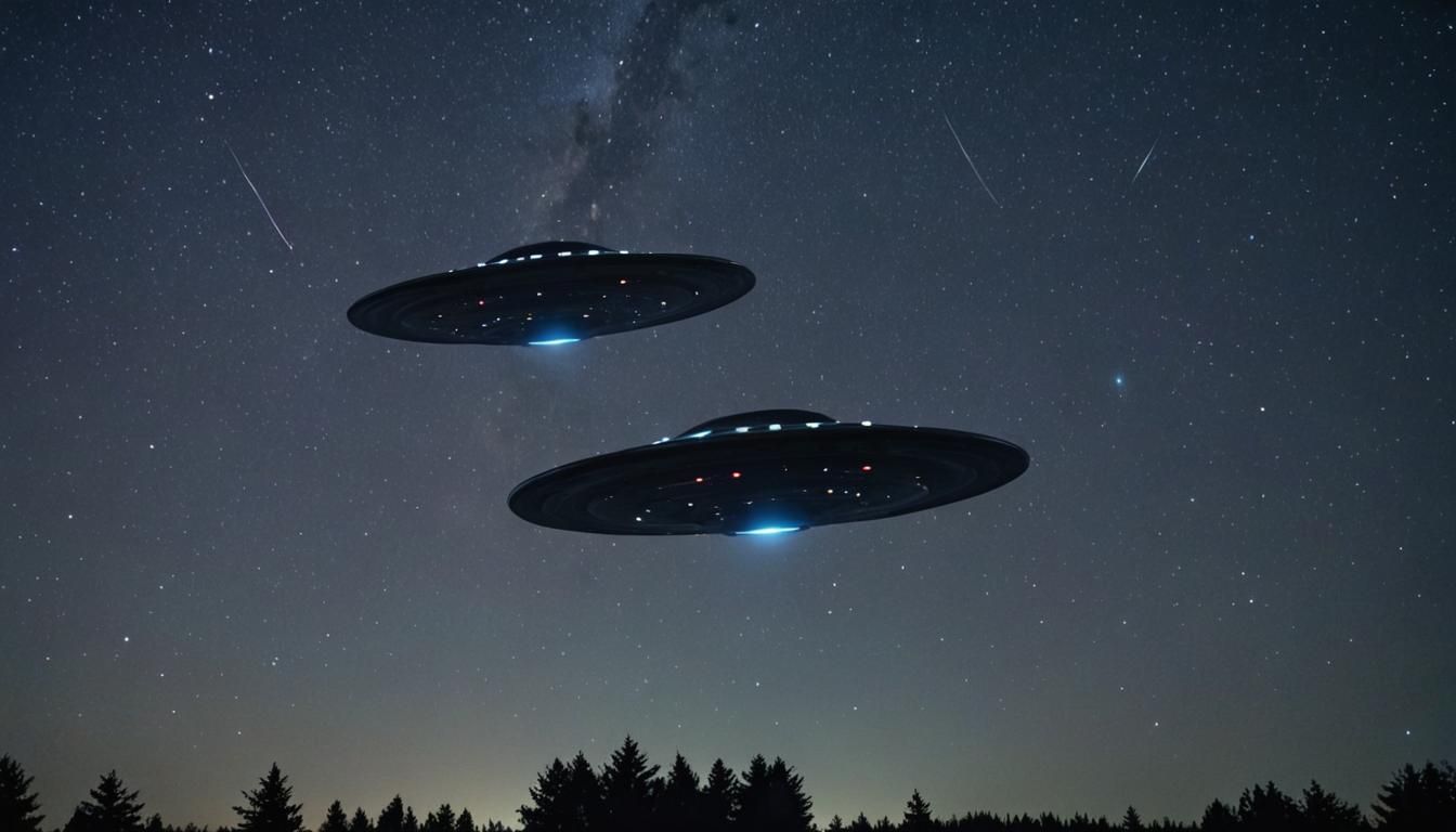 UFOs in Starry Night Sky