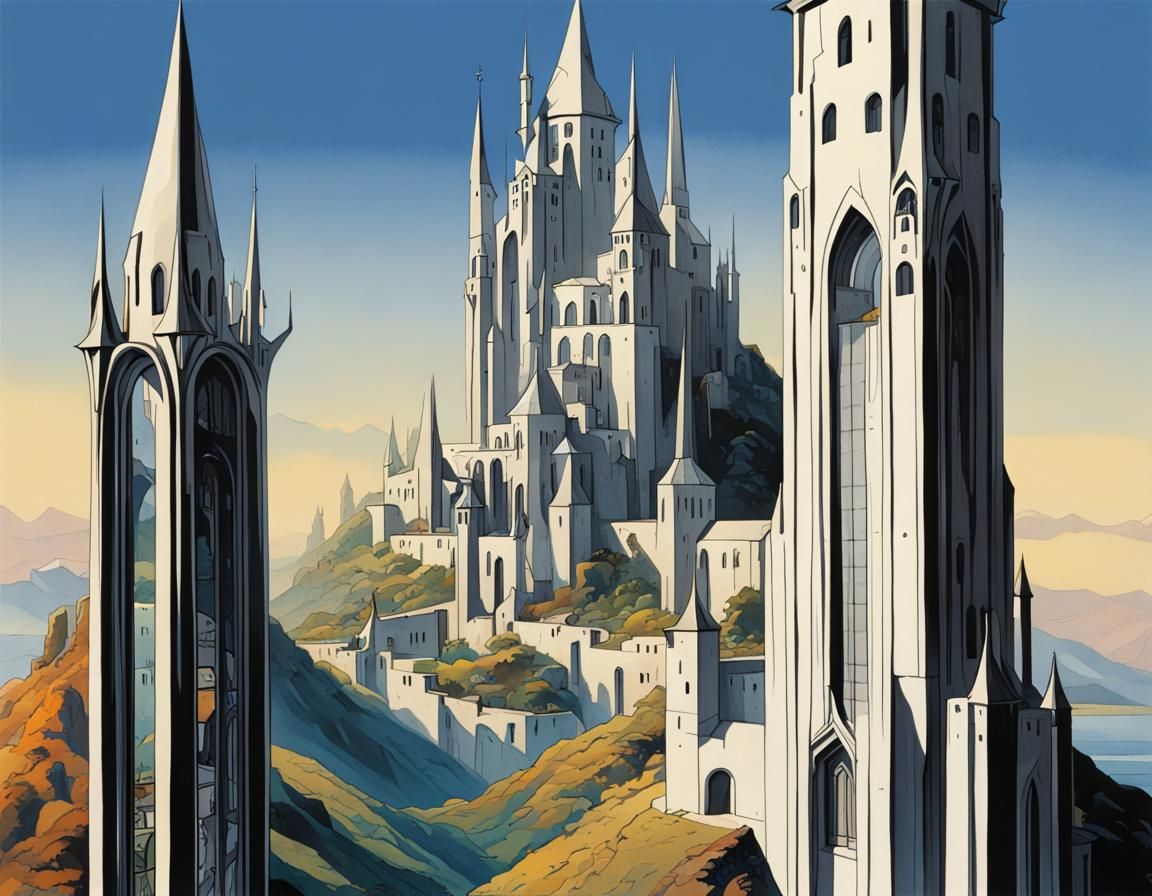 Gondor in Cel-Shaded Pop Art Deco Style